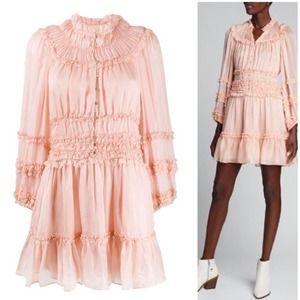 Ulla Johnson Blush Pink Ruffled Mini Dress